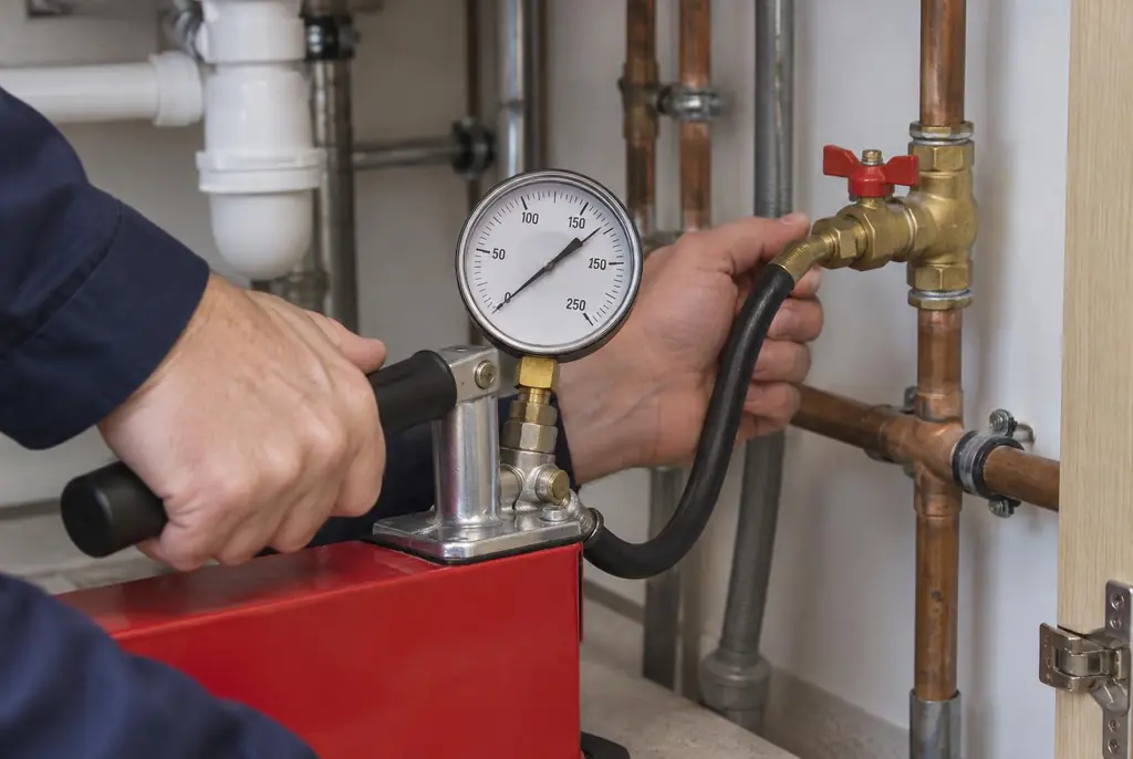 Lekdetectie Pijnacker – druktest op een waterleiding met een manometer