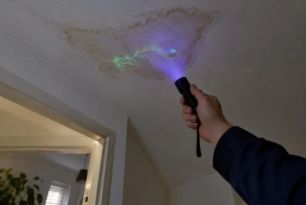 Lekdetectie Pijnacker – kleurstof controleren op het plafond met uv-licht
